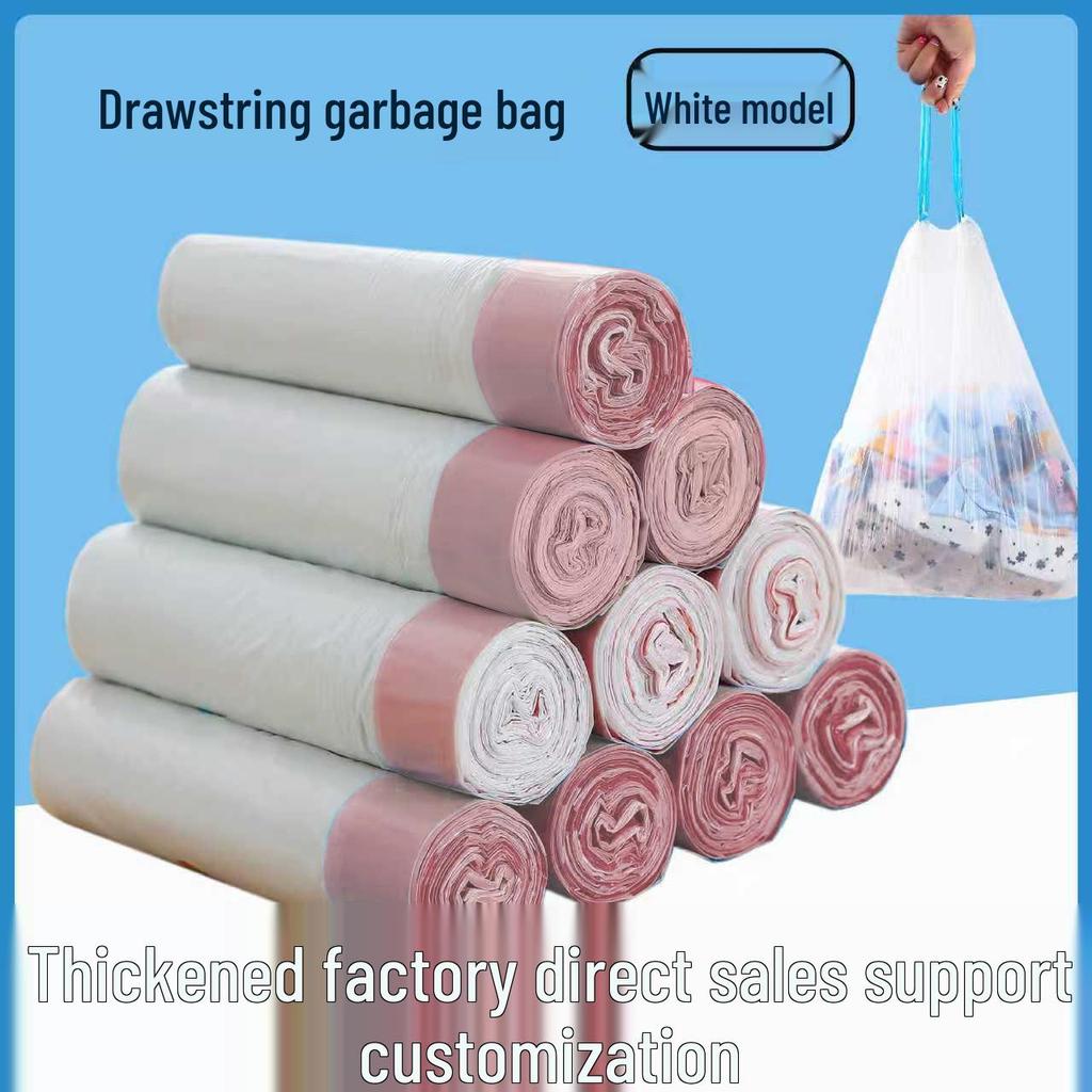 Thickened Large White Drawstring Trash Bags for Dormitory and Home Use