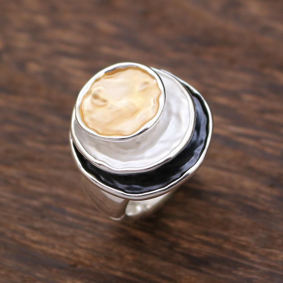 Enamel Geometric Flower Elastic Ring, Women's Fashion High-end Rose Alloy Ring