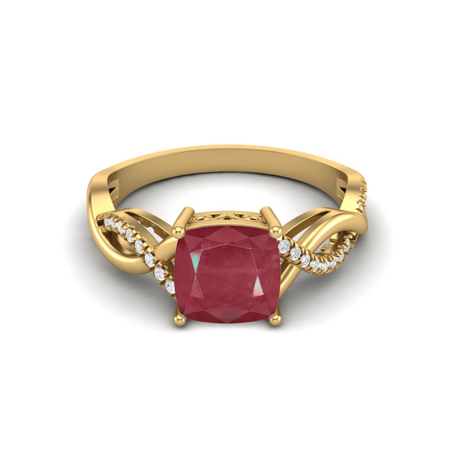 2.20 Cts Cushion Shape Ruby 925 Sterling Silver Gold Vermeil Solitaire Twisted Shank Wedding Ring Dainty Ring 8