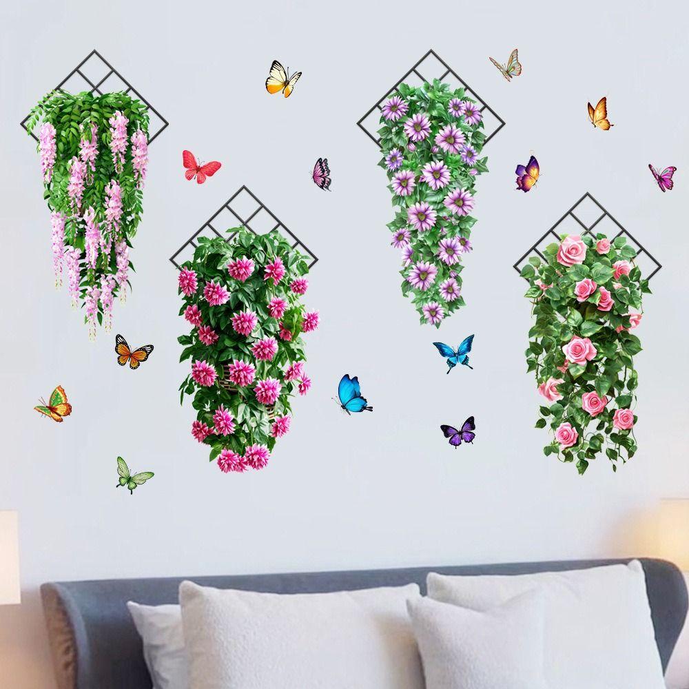 Flower & Butterfly Wall Sticker Multicolor Beautifual Decals  Background Wall
