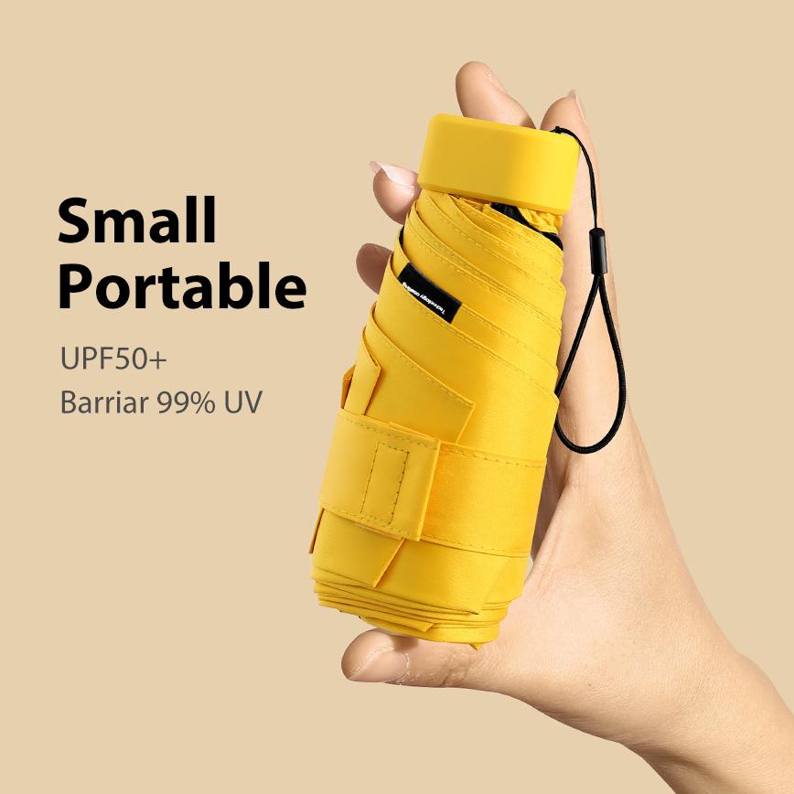 Flat Fold Mini Umbrella Women Pocket Summer Sun Umbrella for Women Small Cute Umbrellas for Girls with Storage Bag
