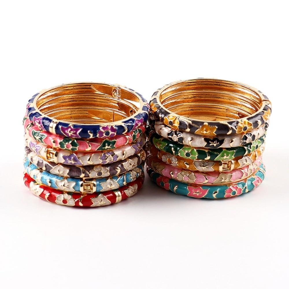 Enamel Vintage Cloisonne Bangle Traditional Women's Hand Bracelet Flower Bangle Ladies