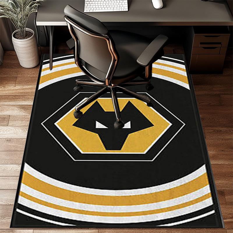 Wolves Football Club Emblem Printed Office Carpet Chair Cushion  Entryway Rug, Rugs for Living Room, Bedroom Christmas gifts
