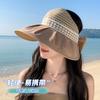 Summer hat women's sunshade sunscreen sun hat empty top grid large brim fashion bow