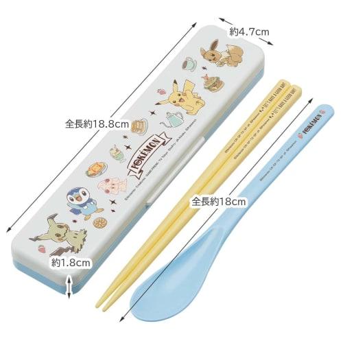 Skater Chopstick Spoon Combination Set 18cm Antibacterial Treated Lunch Box for Adults Comes with Silicone Cushion and Doesn't Make a Sound Made in Ja