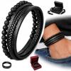 Men' Leather Bracelet Titanium Braided As A Gift THICK Fashionable