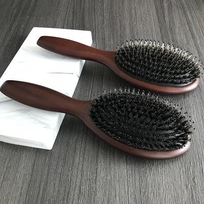 Comfortable Beech Wood Boar Bristle Air Cushion Comb with High Elasticity Massage Airbag