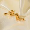 Yori Stainless Steel Golden Irregular Creative Stud Earrings for Women Trendy Metal Texture 18 K Earrings Golden Accessories