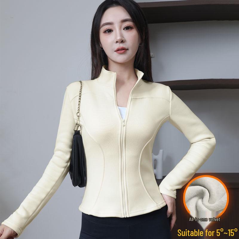 

2025 Women s Windproof Slim Fit Yoga Jacket - Stand Collar, Zip-Up, Long Sleeve for Autumn/Winter Running Fitness. XL (60-72.5 kg)