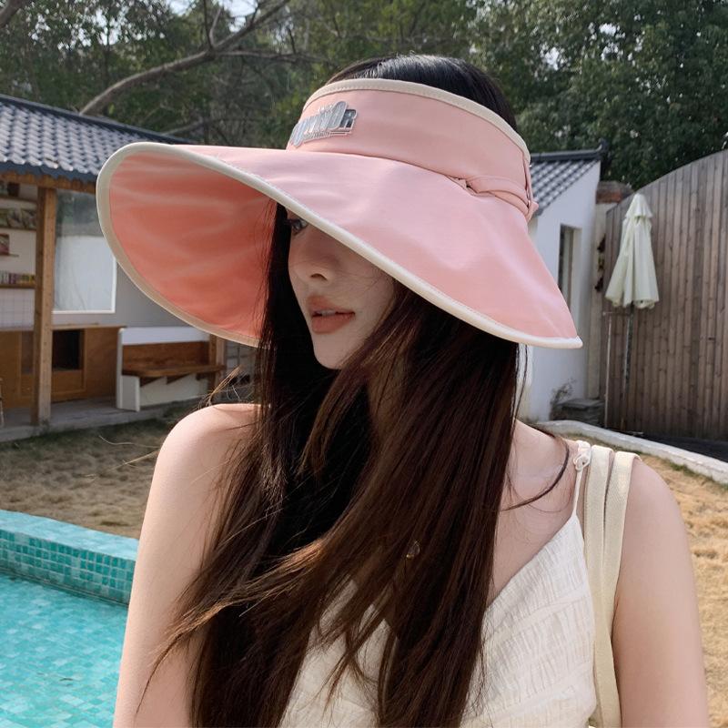 Big brim summer hat women's fashion empty top hat drawstring adjustment out of the street sunscreen sun hat foldable sun hat