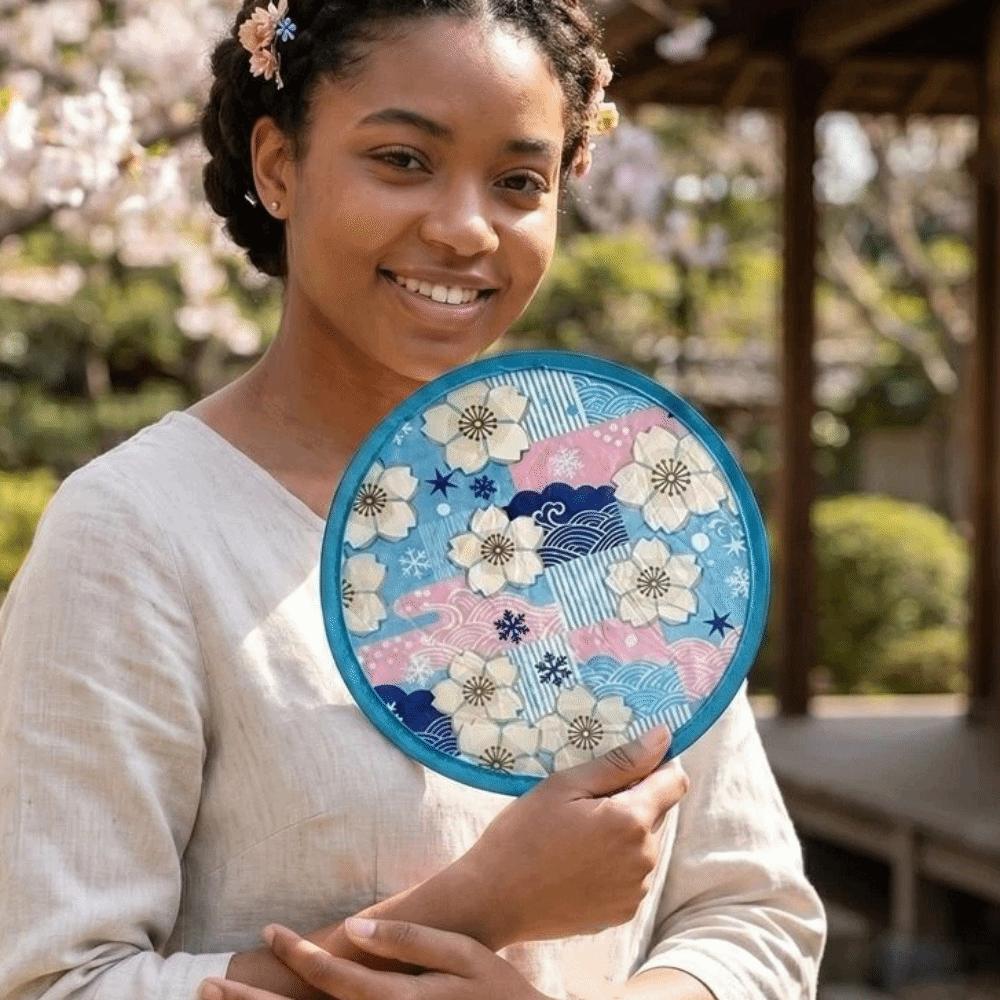 Japonský skládací vějíř Vzor květin Skládací vějíř Mini ruční vějíř Na pláž