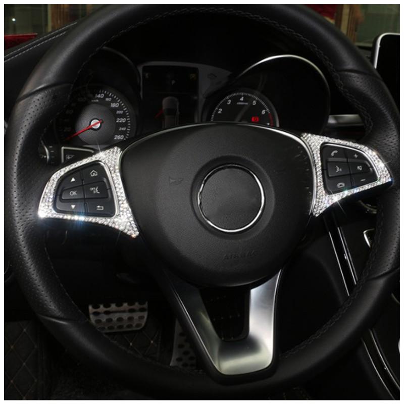 Autocolant pentru capacul butonului volanului mașinii potrivit pentru Mercedes Benz Clasa C GLA GLC Clasa CLA W205 Interior auto