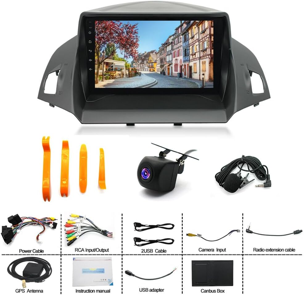 Автомагнитола для Ford Escape 2013-2019, 9-дюймовый сенсорный экран, CarPlay, Android Auto, GPS, Wi-Fi, Bluetooth, камера заднего вида, 2+32G 2 32GB