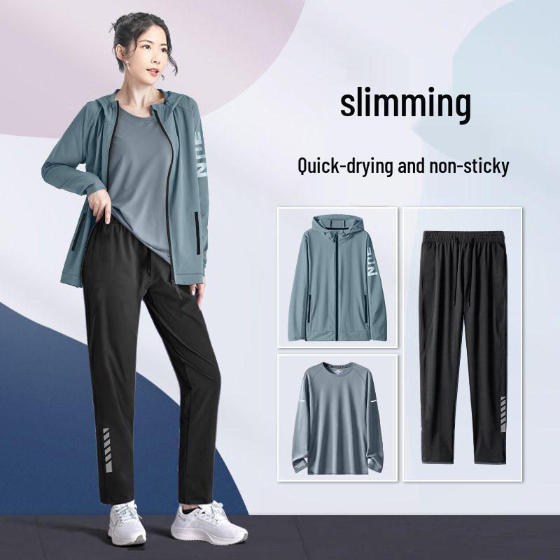 Women's Plus Size Sports Suit: New Autumn/Winter Thin Woven Running & Fitness Set