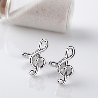 Silver Tone G Clef Shaped Cufflinks Musical Note Sleeve Button Gemelos For Mens Shirt Suit Tuxedo