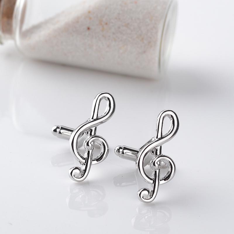 Silver Tone G Clef Shaped Cufflinks Musical Note Sleeve Button Gemelos For Mens Shirt Suit Tuxedo