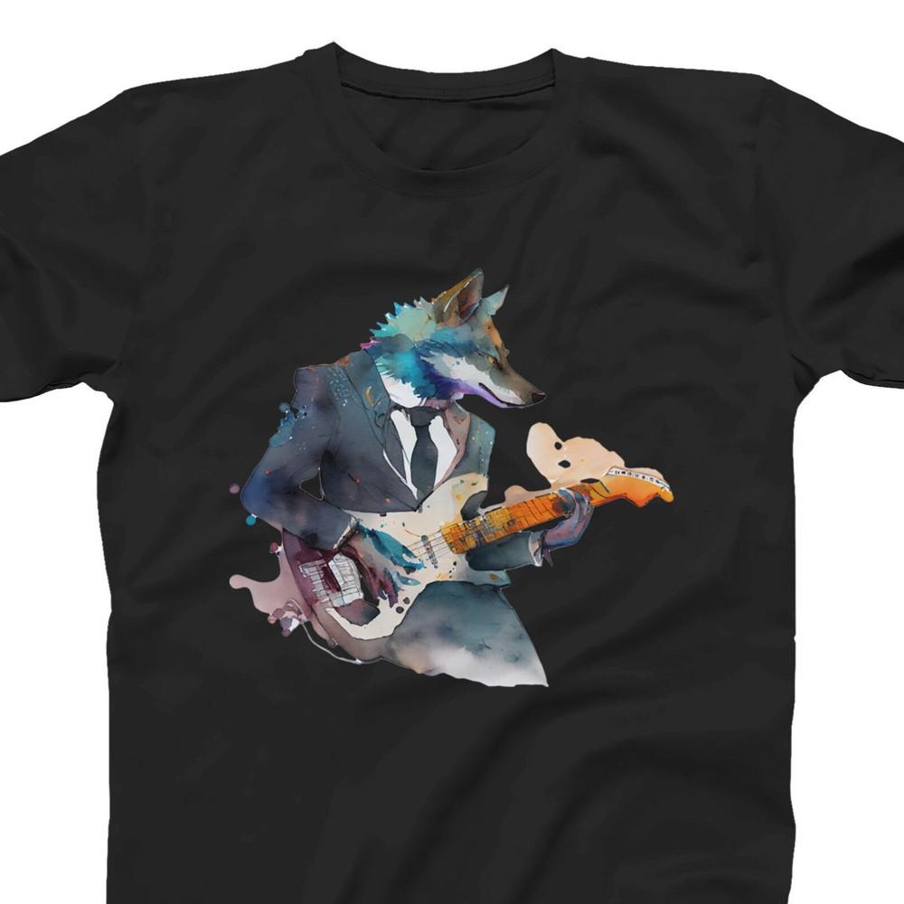 26 Wolf Playing Guitar Graphic Shirt For Men And Women Wolf Lovers Gift T-shirt Unisex T-Shirt S