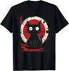 Cute Cat Japanese Black Anime Cat T-shirt Cute Cat Clothing Women's Tops Graphic T-shirt Women Clothing Y2k Top Graphic T Shirts