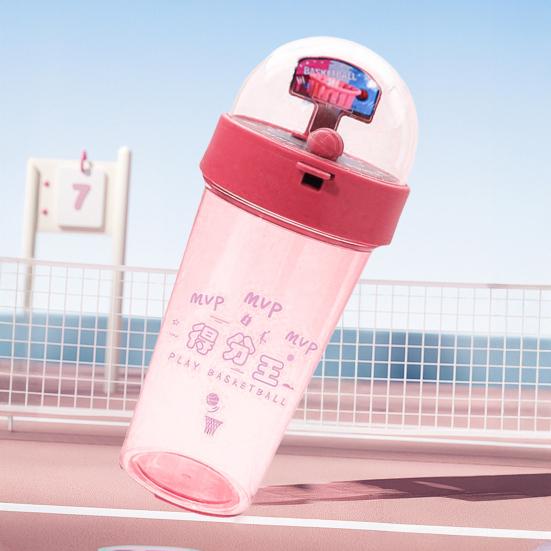 Basketball Shot Water Bottle with Mini Hoop 500ml Portable Sports Cup Creative Outdoor Gift for Kids Students