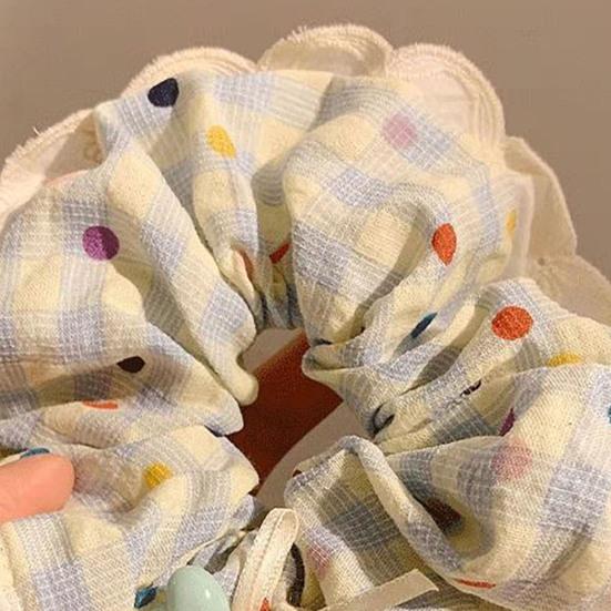 2Pcs Hair Tie High Elasticity Lace Edges Plaid Pattern Hair Rope Strong Ponytail Holder Buns Ponytails Hair Accessories