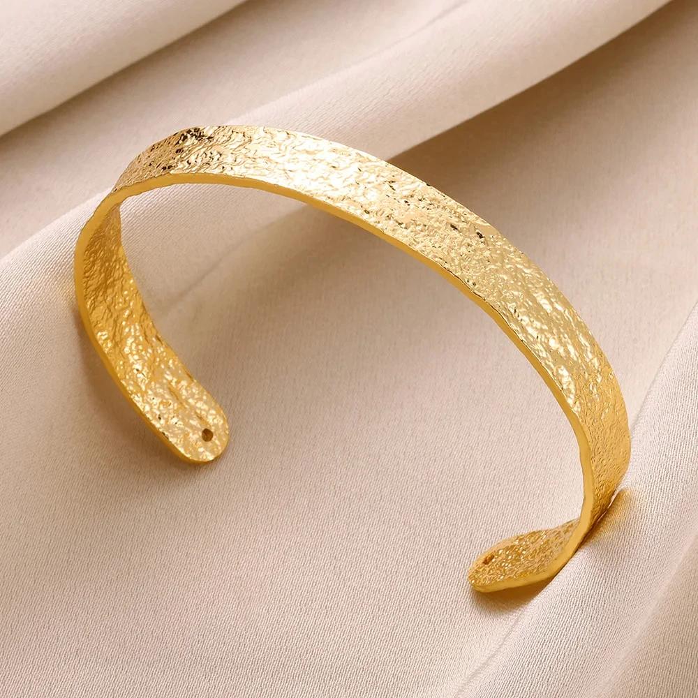 

Classic Wrinkle Texture Openning Bangle Bracelet For Women Exquisite Cuff Bracelet Stainless Steel Hand Ornament Punk Jewelry