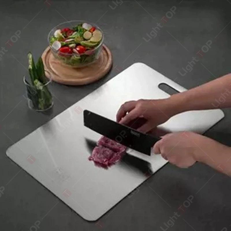 Stainless Steel Cutting Board for Kitchen Cooking Cutting Boards Portable Fruit Meat Chopping Double-Sided Cutting Board
