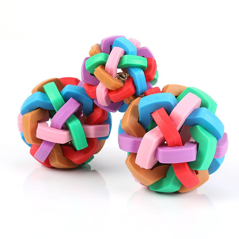 Colorful Bell Ball For Dogs Interactive Pet Toy Tpr Material Weight 116g