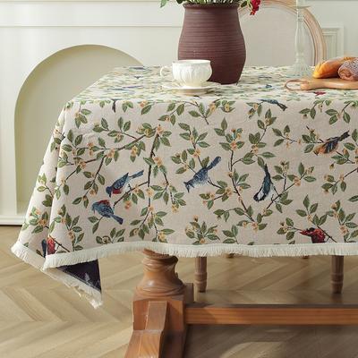 Vintage Oil Painting Style Tablecloth TV Cabinet Cover Towel Jacquard Cotton Linen Cover Cloth Household Rectangular Tablecloths