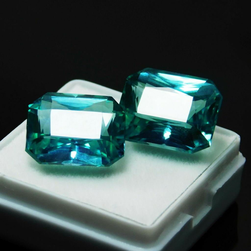20.10 Ct Natural Grandidierite Loose Gemstone CERTIFIED Green Emerald Cut Pair A-72111h0