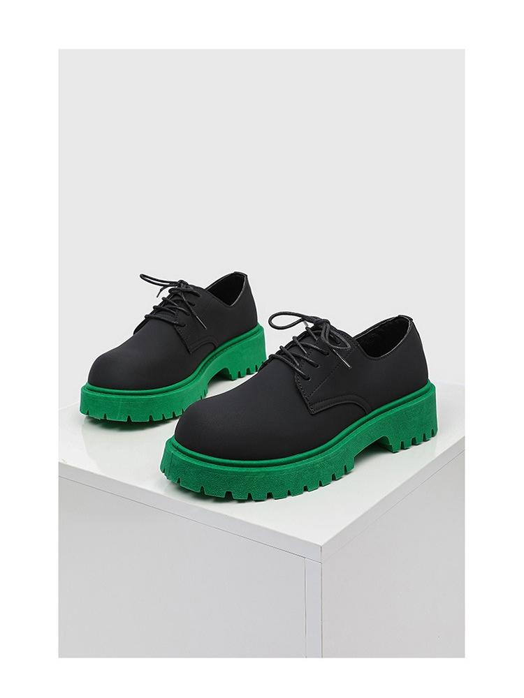 Men's Designer Derby Shoes Platform Sole Two-Tone Color Round Toe Elevator Casual Leather Shoes Ins Footwear Sneakers