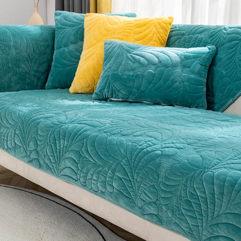 Crystal Plush Sofa Cushion, Simple and Modern Solid Color Thickened Seat Cushion, Warm and Non-slip Winter Sofa Cover