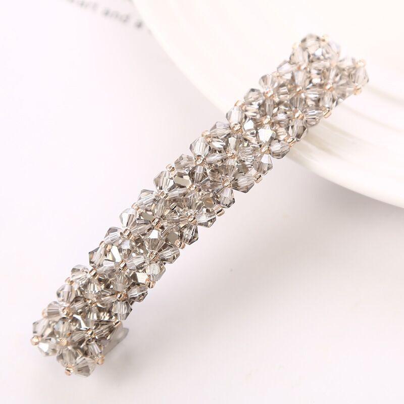 Light luxury crystal hairpin, high-end headgear, flash diamond edge clip, handmade jewelry, hair accessories.