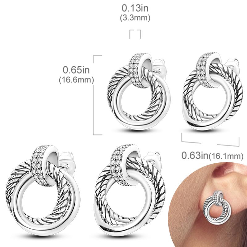 New Women Earrings Original 925 Silver Hoop Earrings Engagement Wedding Birthday Drop Earring Women Jewelry Gifts