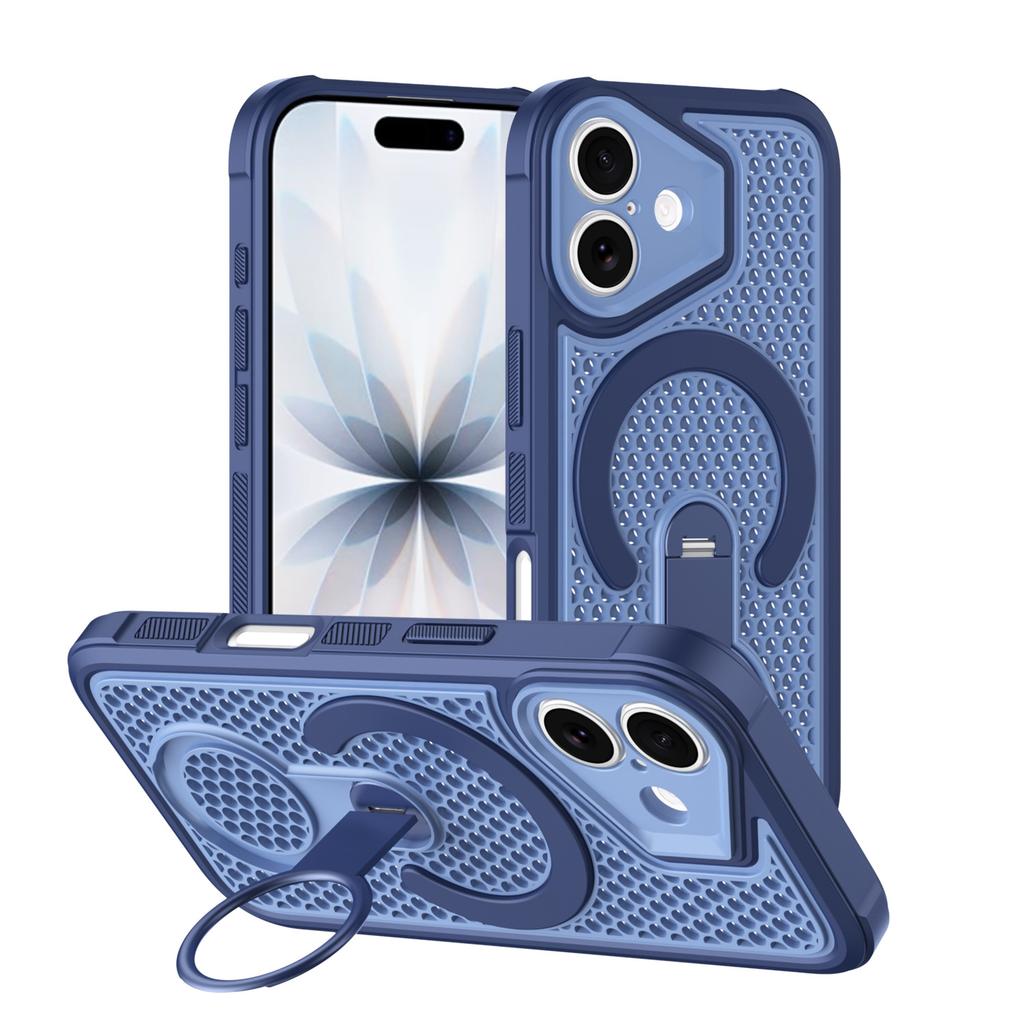 Foreign trade colorful heat dissipation magnetic mobile phone case is suitable for Apple 17PROMAX trend 16 rotating bracket 14/15