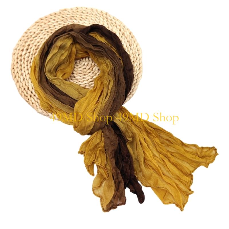49MD Fashion Crinkled Scarf Stylish Layering Neckwear Polyester Long Scarf For Women