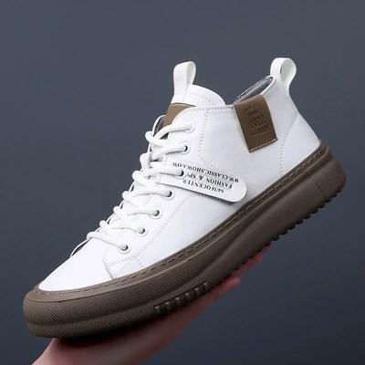 Men's Sneakers Man Real Leather Flat Shoes High-top Lace-Up High Quality Luxury Comfy Men Sneakers for Men 2025 New