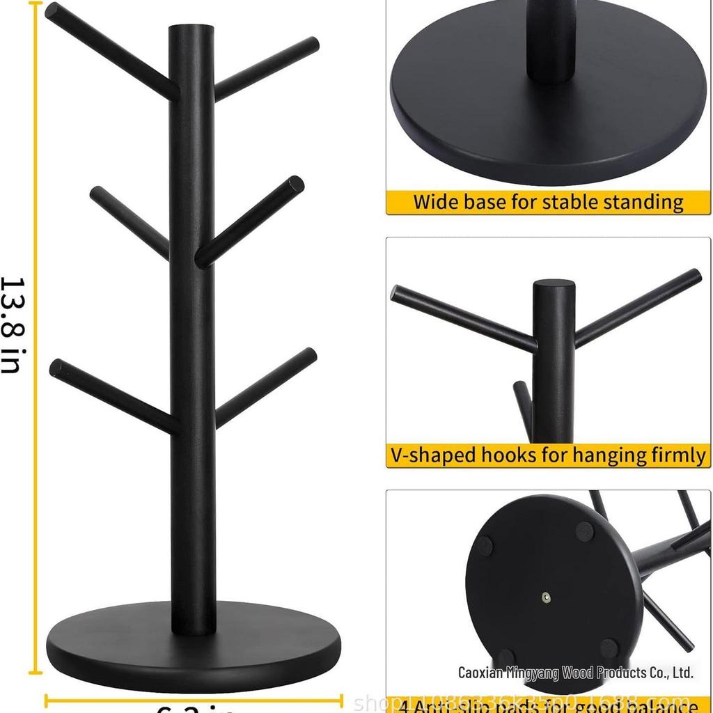 Tree-Shaped Coffee Mug Holder with 6 Hooks for Home or Counter Display