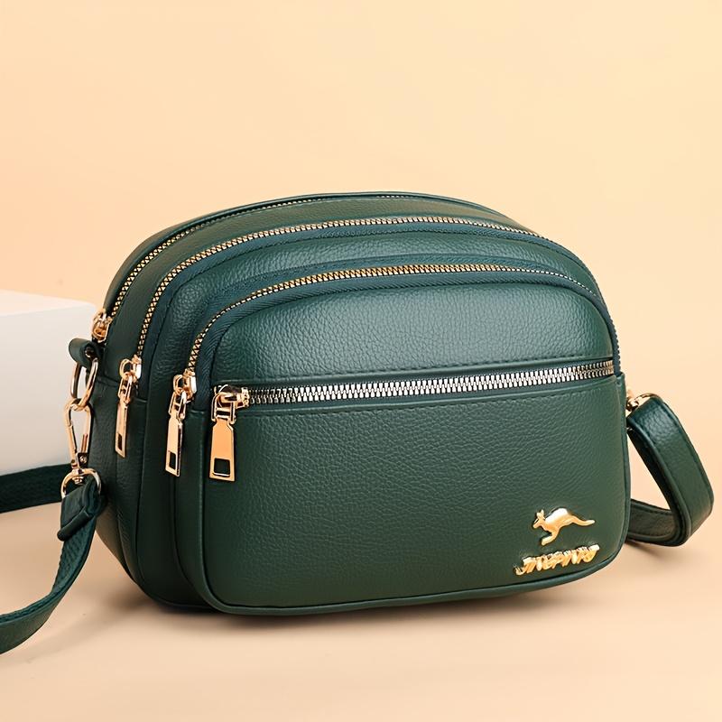 Multi-Layer Shoulder Messenger Bag Women's Fashion Crossbody Purse Versatile Solid Color Handbag for Women Casual and Work Use