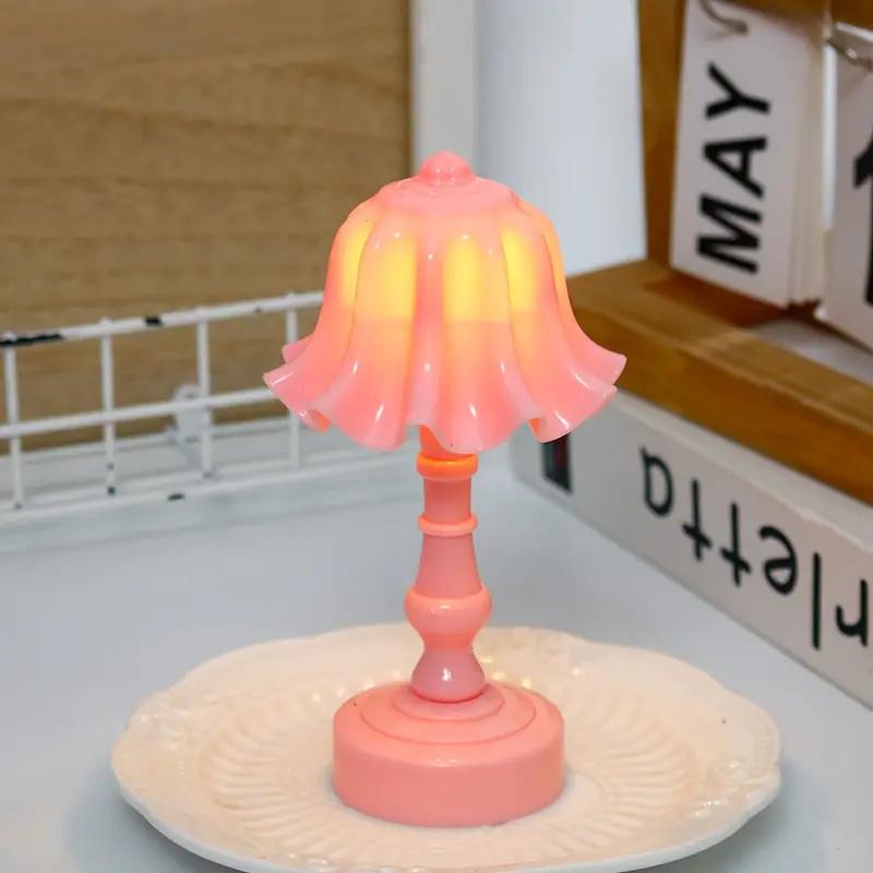 Pleated Shellflower Bud Button Battery LED Table Lamps Desk Night For Bedroom Dining Night Light Simple Modern Decoration