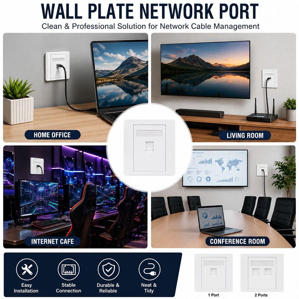 1Pcs CAT5E CAT6 CAT6A CAT7 CAT8 Network Wall Panel  LAN Cable Connection