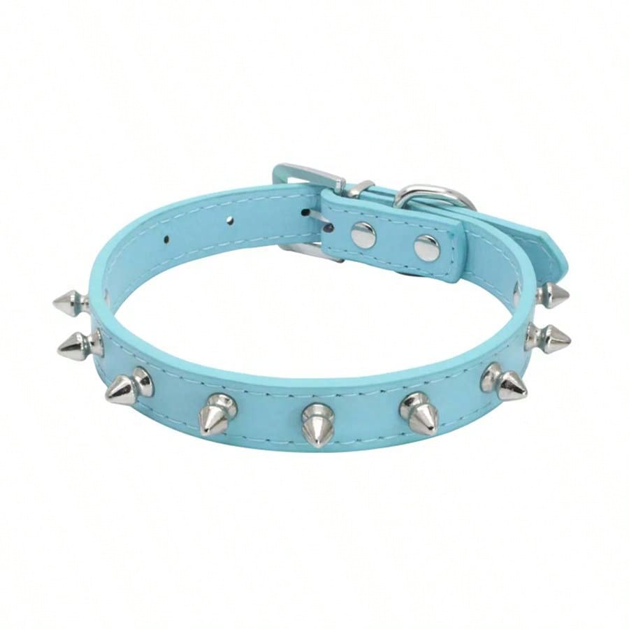 Adjustable Leather Pet Dog Collar Neck Strap Supplies PU Leather Punk Rivet Spiked Dog Collar Pet Collars for Small Dog Cat