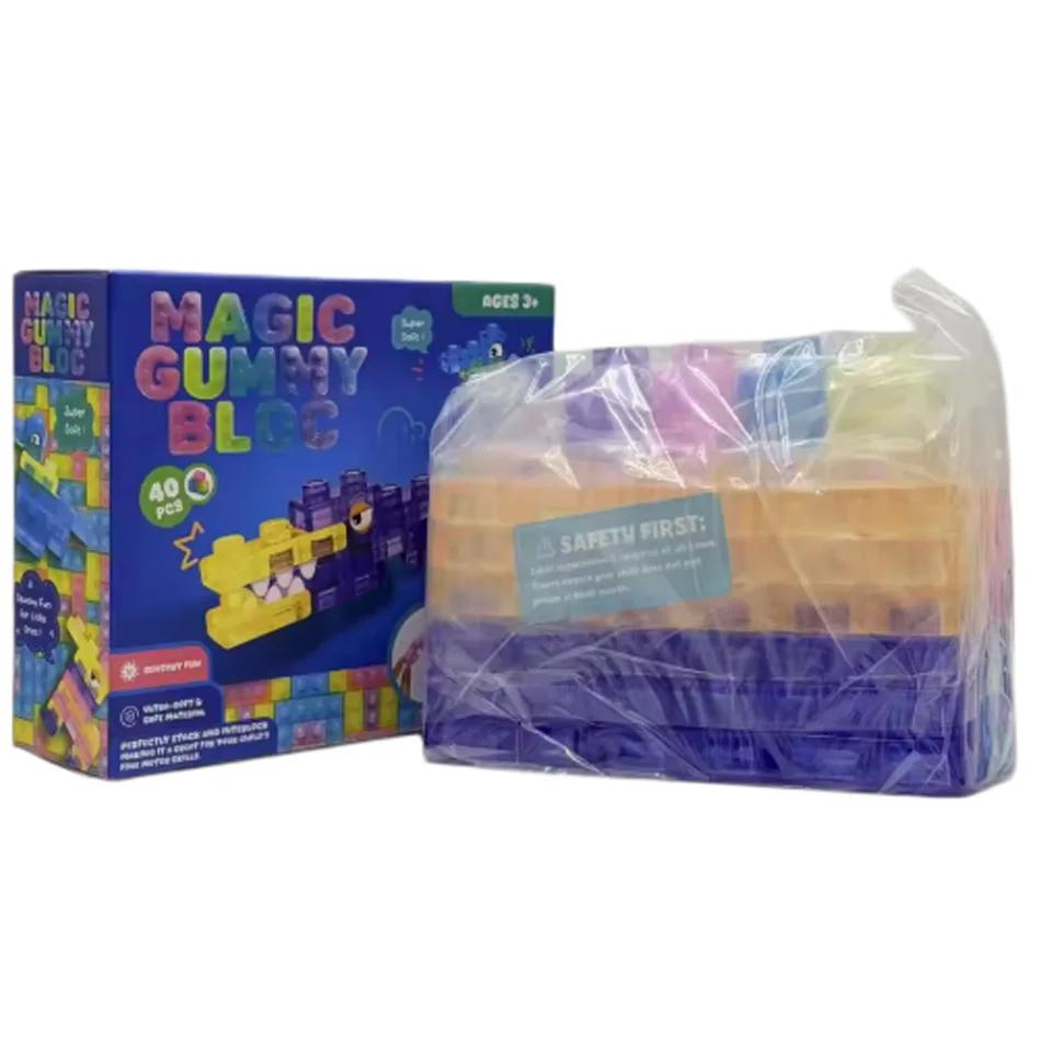 Sensory Soft Building Blocks Set for Kids - Squishy Squeezable Stretchable Construction Playset Educational Puzzle Toy