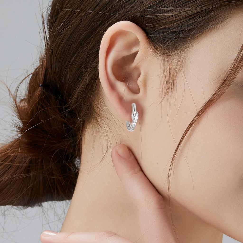 Hoop Earrings for 925 Ring Stylish Gift for Christmas KRKC&CO Women, Silver, Hypoallergenic, 13mm, Small, Non-Worn Earrings, Accessories, Women,
