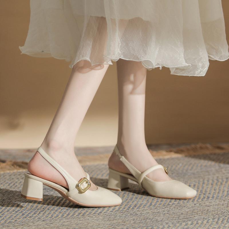 Niche Design New High-end Temperament Thick Heel Square Head Versatile Style Empty Women's Single Shoes