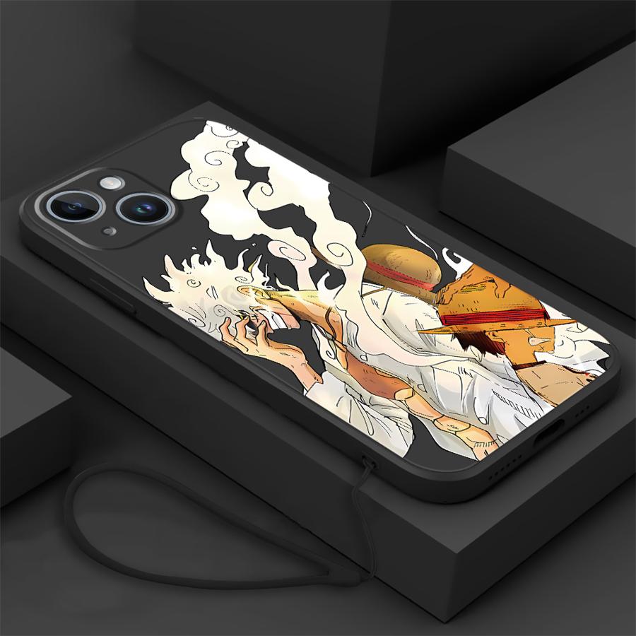 Soft Cover Phone Case for Apple iPhone 14 Pro 13 16 12 7 8 15Plus XS XR 11 15 16Pro Max O-One Piece Luffy 5 Gear