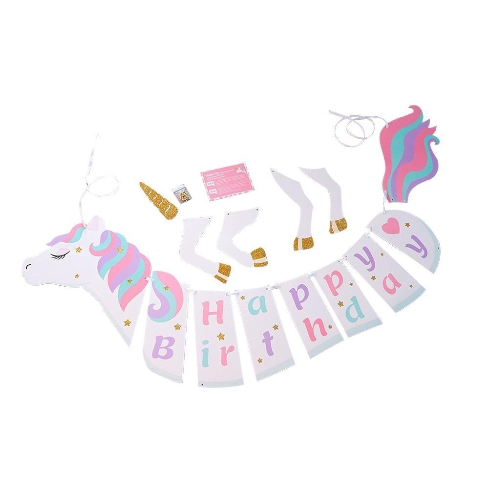 1 Set Cute DIY Happy Birthday Banner Party Supplies Decorations With Sparkle  Glitter Baby Shower