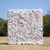 Uflower White Artificial Flower Wall Roll-Up Hanging Fabric Floral Backdrop for Wedding Event Party Decorations Curtain