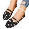 Women's Satin Vintage Mary Jane Shoes with Square Buckle Strap Flat Comfortable Slip-On Casual Footwear