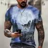 Men's Wolf Animal Print T-Shirt Breathable Casual Street Trend 3D Printing