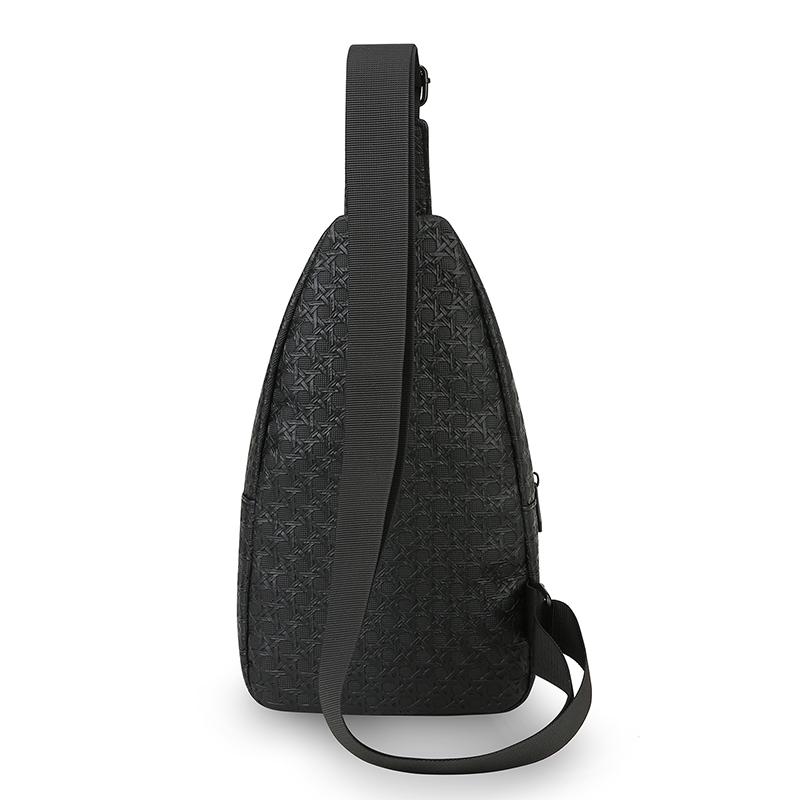 Men's PU Leather Crossbody Chest Bag - Urban Travel Sling with Earphone Hole & Multifunction Design